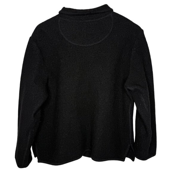 Appleseeds Boiled Wool Shirt Jacket Black Size XL Chunky Button Front Pockets - Picture 2 of 15